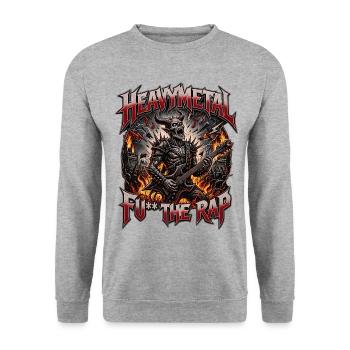 Heavy Metal Rocker Demon - Heavy Metal vs Rap - Unisex Sweatshirt - salt & pepper - Front - Alina (178cm) & Michal (187cm)