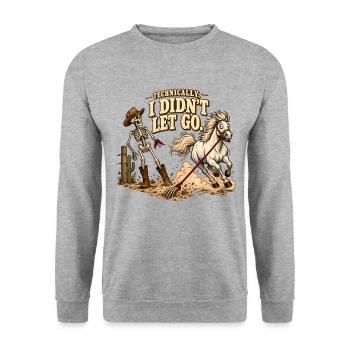 Technically I Didn't Let Go Skeleton - Unisex Pullover - Weißgrau meliert - Vorne - Alina (178cm) & Michal (187cm)