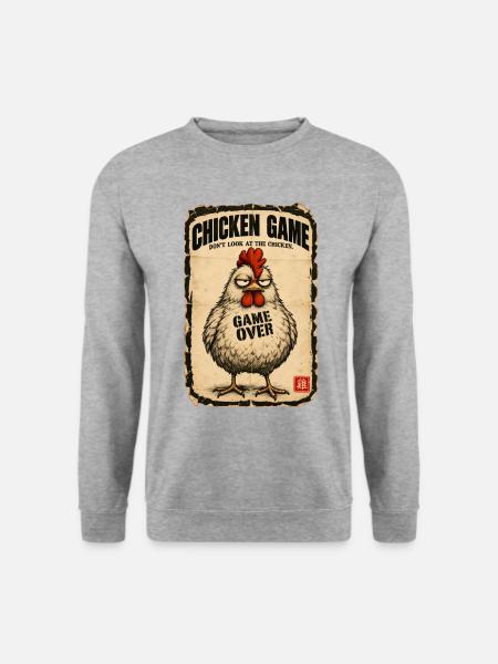  Chicken Game Don’t Look at the Chicken  - Unisex Pullover - Weißgrau meliert