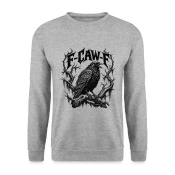 F-CAW-F Gothic Raven Dark Humor Crow - Unisex Pullover - Weißgrau meliert - Vorne - Alina (178cm) & Michal (187cm)