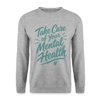 Take Care Of Your Mental Health - Unisex Pullover - Weißgrau meliert - Vorne - Alina (178cm) & Michal (187cm)