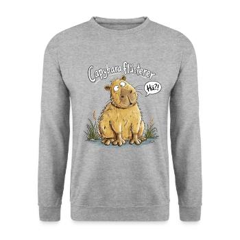 Capybaraflüsterer I Wasserschwein Tierhumor - Unisex Pullover - Weißgrau meliert - Vorne - Alina (178cm) & Michal (187cm)