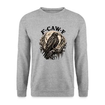 F-CAW-F Gothic Skeleton Raven Full Moon Dark - Unisex Pullover - Weißgrau meliert - Vorne - Alina (178cm) & Michal (187cm)