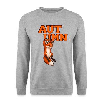 Fox – Herbst-Wildtierdesign - Unisex Pullover - Weißgrau meliert - Vorne - Alina (178cm) & Michal (187cm)