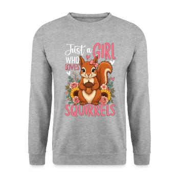 Just a Girl Who Loves Squirrels - Unisex Pullover - Weißgrau meliert - Vorne - Alina (178cm) & Michal (187cm)