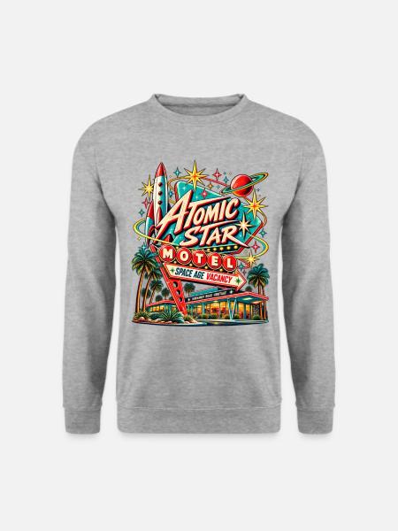 Atomic Star Motel – Vintage-Weltraumzeitalter - Unisex Pullover - Weißgrau meliert