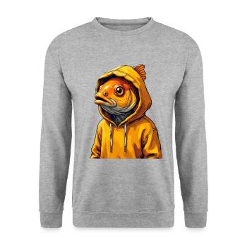 Goldfisch Hoodie Porträt - Unisex Pullover - Weißgrau meliert - Vorne - Alina (178cm) & Michal (187cm)