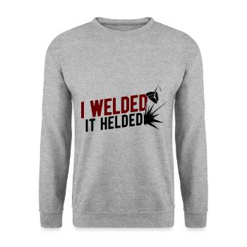 Schweißen Für Schweißer - Unisex Pullover - Weißgrau meliert - Vorne - Alina (178cm) & Michal (187cm)