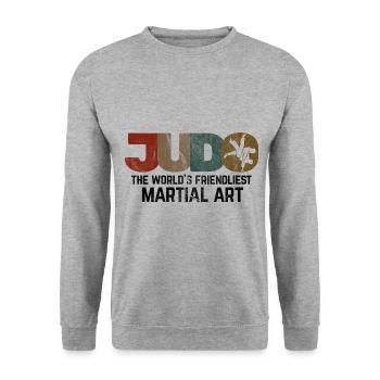 Japanischer Kampfsport Judo - Unisex Pullover - Weißgrau meliert - Vorne - Alina (178cm) & Michal (187cm)