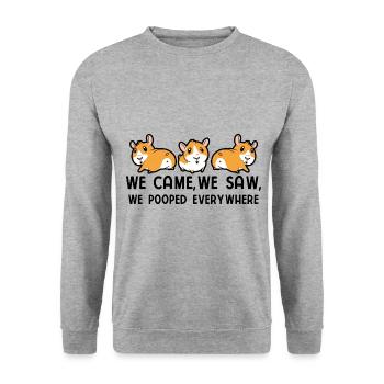 Nagetier Meerschwein Meerschweinchen - Unisex Pullover - Weißgrau meliert - Vorne - Alina (178cm) & Michal (187cm)