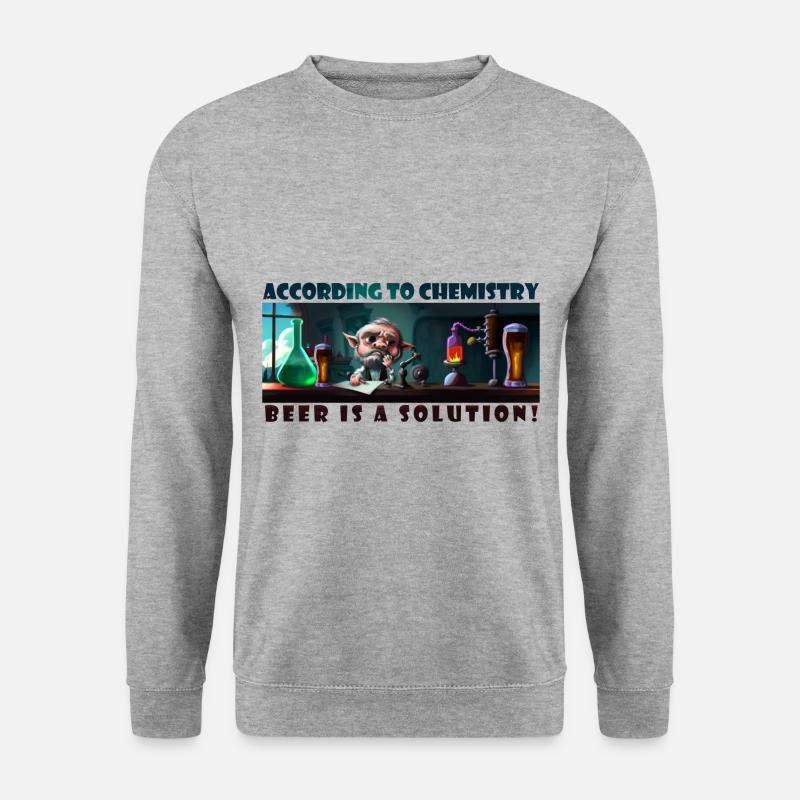 beer is a solution - Unisex Pullover - Weißgrau meliert