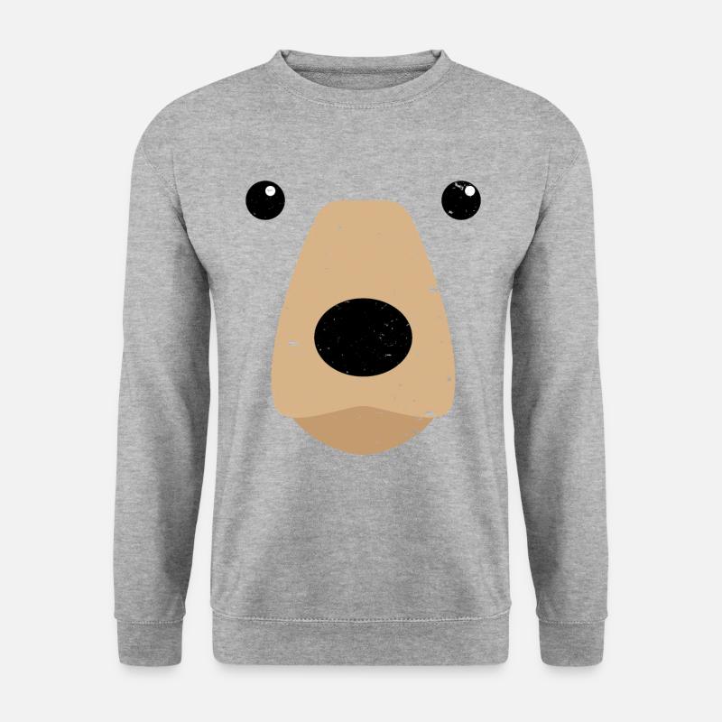 Bear Face Costume Shirt Funny And Cute Animal Tee - Unisex Pullover - Weißgrau meliert