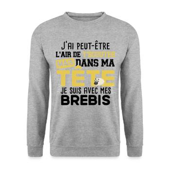 Brebis Mouton Agneau Laine Humour Ferme Agricole - Sweat-shirt Unisexe - gris chiné - Devant - Alina (178cm) & Michal (187cm)