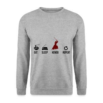 Japanischer Schwertkampf Kendo - Unisex Pullover - Weißgrau meliert - Vorne - Alina (178cm) & Michal (187cm)