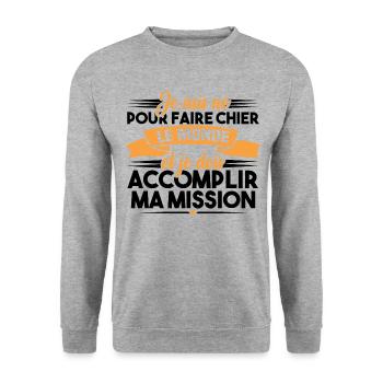 Je suis né pour faire chier le monde - Sweat-shirt Unisexe - gris chiné - Devant - Alina (178cm) & Michal (187cm)