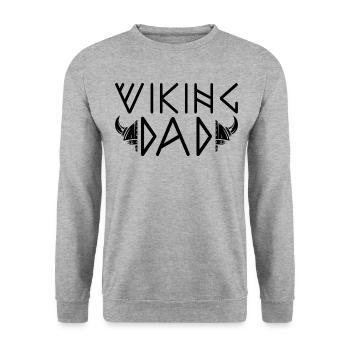 Bärtiger Mann Wikinger Vater Vatertag 2024 - Unisex Pullover - Weißgrau meliert - Vorne - Alina (178cm) & Michal (187cm)
