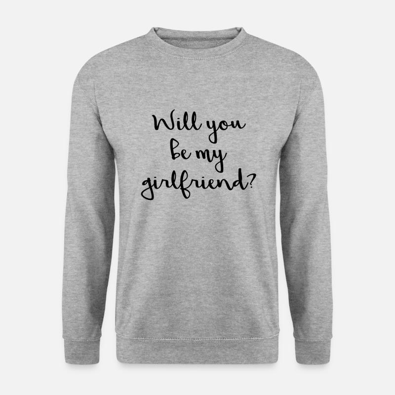 Will you be my girlfriend? - Unisex Pullover - Weißgrau meliert