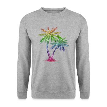 Palmier à paillettes - Sweat-shirt Unisexe - gris chiné - Devant - Alina (178cm) & Michal (187cm)
