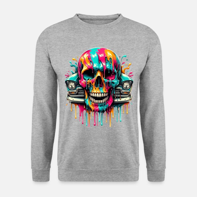 Splash Effect: Skull with Oldtimer, Retro - Unisex Sweatshirt - salt & pepper
