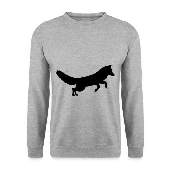 Fuchs Waldtier Natur Tier Motiv - Unisex Pullover - Weißgrau meliert - Vorne - Alina (178cm) & Michal (187cm)