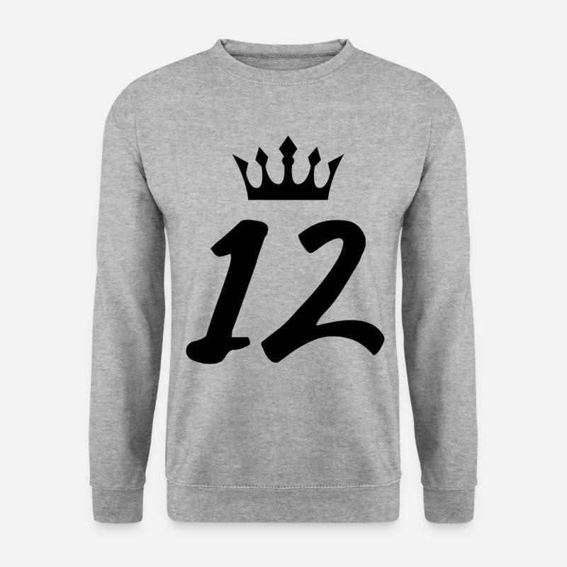 12 Zahl Krone - Unisex Pullover - Weißgrau meliert