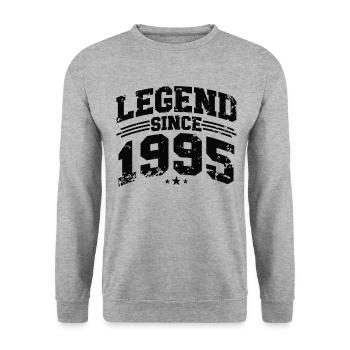 Legend Since 1995 Cadeau d’anniversaire vintage - Sweat-shirt Unisexe - gris chiné - Devant - Alina (178cm) & Michal (187cm)