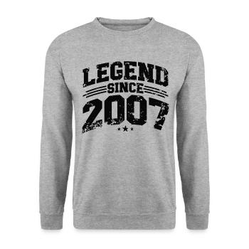 Legend Since 2007 Cadeau d’anniversaire vintage - Sweat-shirt Unisexe - gris chiné - Devant - Alina (178cm) & Michal (187cm)