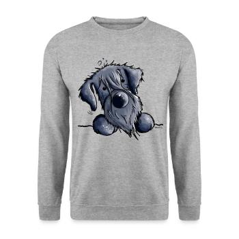 Knuffiger Schnauzer - Unisex Pullover - Weißgrau meliert - Vorne - Alina (178cm) & Michal (187cm)