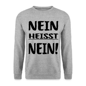 Nein heisst Nein - Unisex Pullover - Weißgrau meliert - Vorne - Alina (178cm) & Michal (187cm)