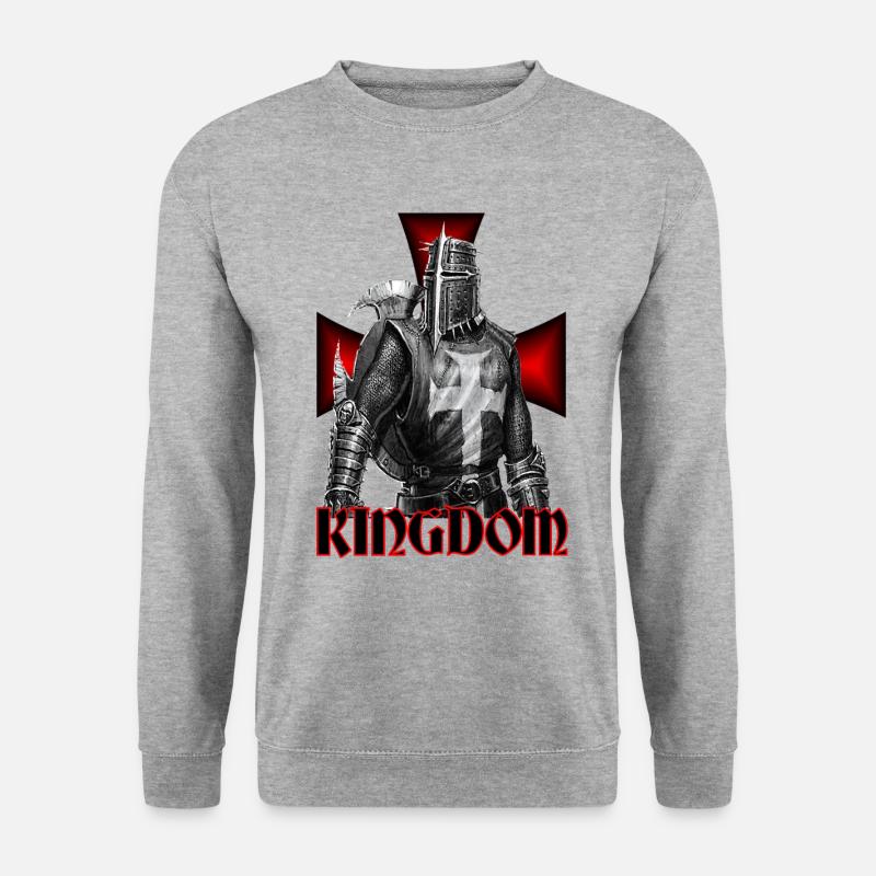 Kreuzritter Mittelalter Design - Unisex Pullover - Weißgrau meliert