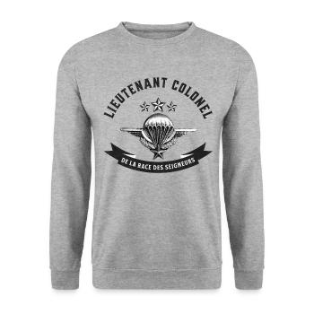 Lieutenant-Colonel de la race des seigneurs - Sweat-shirt Unisexe - gris chiné - Devant - Alina (178cm) & Michal (187cm)