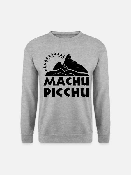 Machu Picchu Sonne - Unisex Pullover - Weißgrau meliert