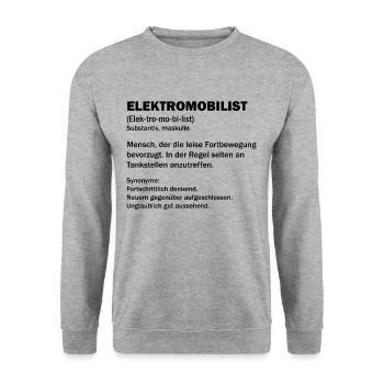 Elektromobilist - Unisex Pullover - Weißgrau meliert - Vorne - Alina (178cm) & Michal (187cm)