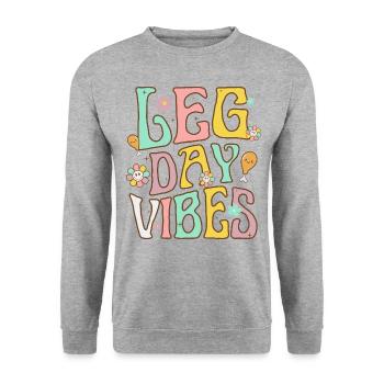 Lustige Retro-Leg-Day-Vibes - Unisex Pullover - Weißgrau meliert - Vorne - Alina (178cm) & Michal (187cm)