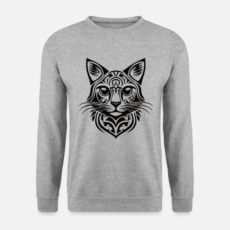 Tribal Katze - Unisex Pullover - Weißgrau meliert