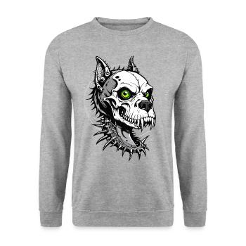 Crâne de chien // Totenkopf Hund // wuff FS0102 - Sweat-shirt Unisexe - gris chiné - Devant - Alina (178cm) & Michal (187cm)