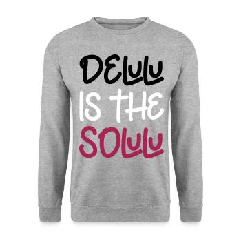 Delulu is the solulu - Unisex Pullover - Weißgrau meliert - Vorne - Alina (178cm) & Michal (187cm)