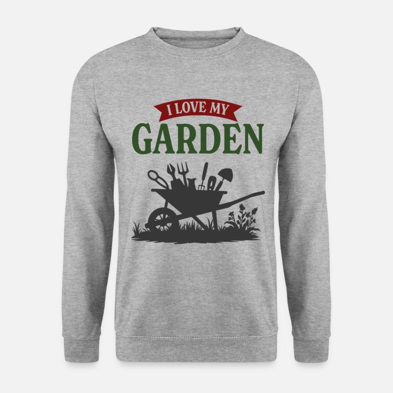 Ich liebe meinen Garten - Unisex Pullover - Weißgrau meliert