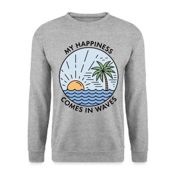 Mon bonheur vient par vagues - Sweat-shirt Unisexe - gris chiné - Devant - Alina (178cm) & Michal (187cm)