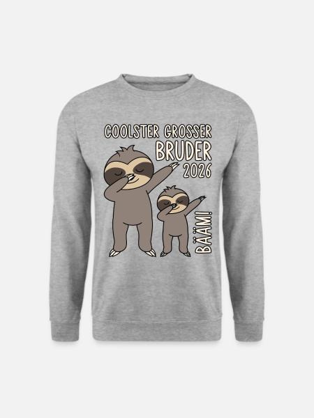 Dabbing Faultier Bääm! Coolster Großer Bruder 2026 - Unisex Pullover - Weißgrau meliert