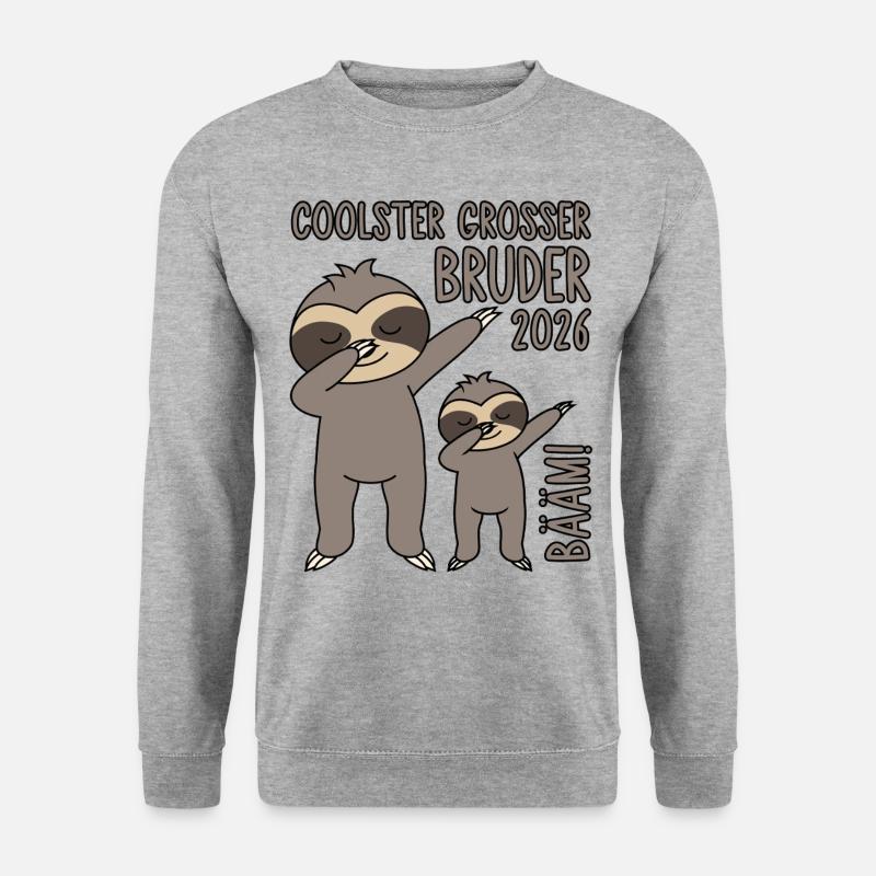 Dabbing Faultier Bääm! Coolster Großer Bruder 2026 - Unisex Pullover - Weißgrau meliert