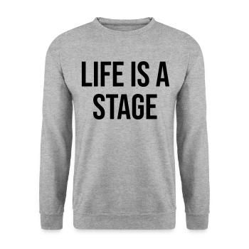 Life Is A Stage Design Geschenk - Unisex Pullover - Weißgrau meliert - Vorne - Alina (178cm) & Michal (187cm)