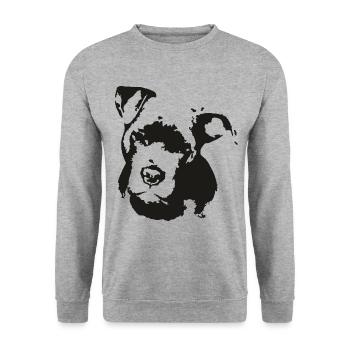 Pitbull Face - Unisex Sweatshirt - salt & pepper - Front - Alina (178cm) & Michal (187cm)