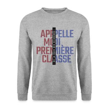APPELLE MOI PREMIERE CLASSE - Sweat-shirt Unisexe - gris chiné - Devant - Alina (178cm) & Michal (187cm)
