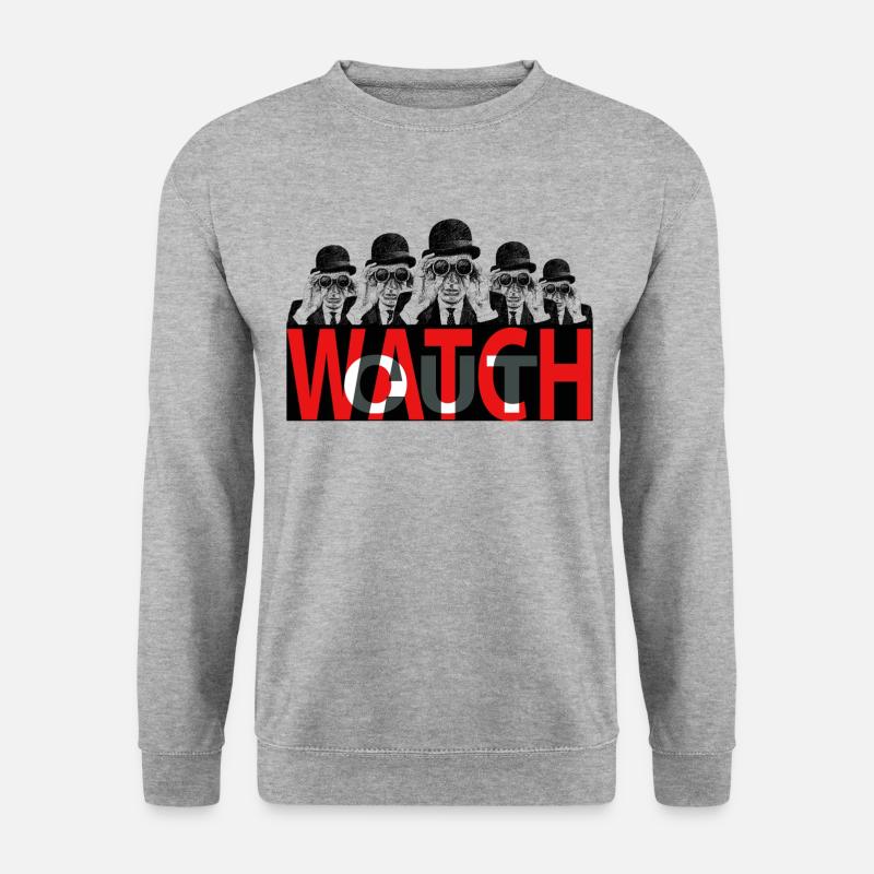 watch out - Unisex Pullover - Weißgrau meliert