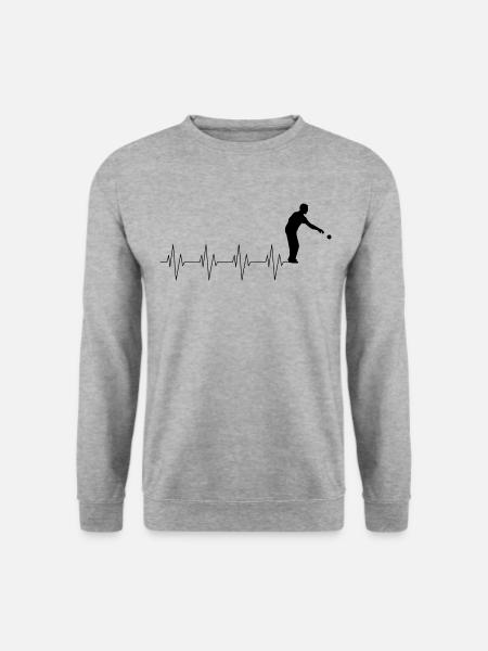 Pétanque Humor Leidenschaft 5b.png - Unisex Pullover - Weißgrau meliert