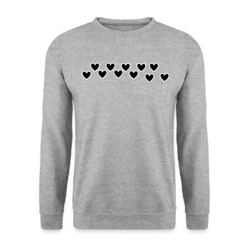 Herz Herzen - Unisex Pullover - Weißgrau meliert - Vorne - Alina (178cm) & Michal (187cm)