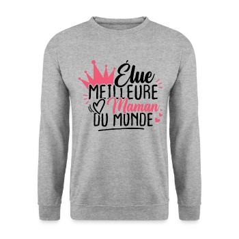 Élue meilleure maman du monde - Sweat-shirt Unisexe - gris chiné - Devant - Alina (178cm) & Michal (187cm)