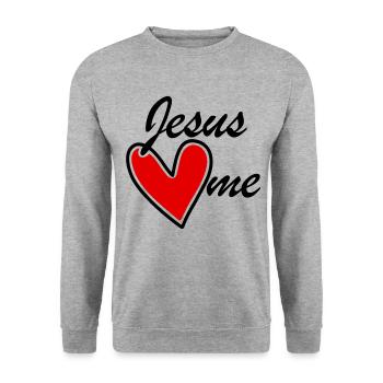 Jesus loves me loves me red heart - Unisex Sweatshirt - salt & pepper - Front - Alina (178cm) & Michal (187cm)