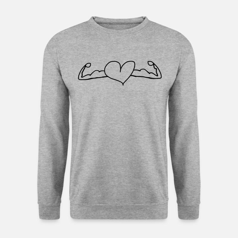 Herz Bizeps - Unisex Pullover - Weißgrau meliert